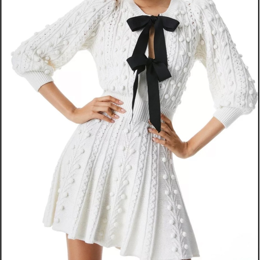 Alice and Olivia Kitty Puff Sleeve Sweater Dress